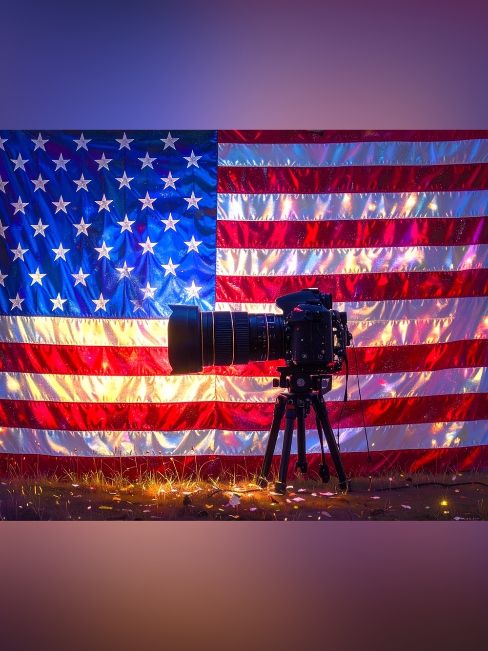 Patriotic Camera Photography Print in Red, White & Blue